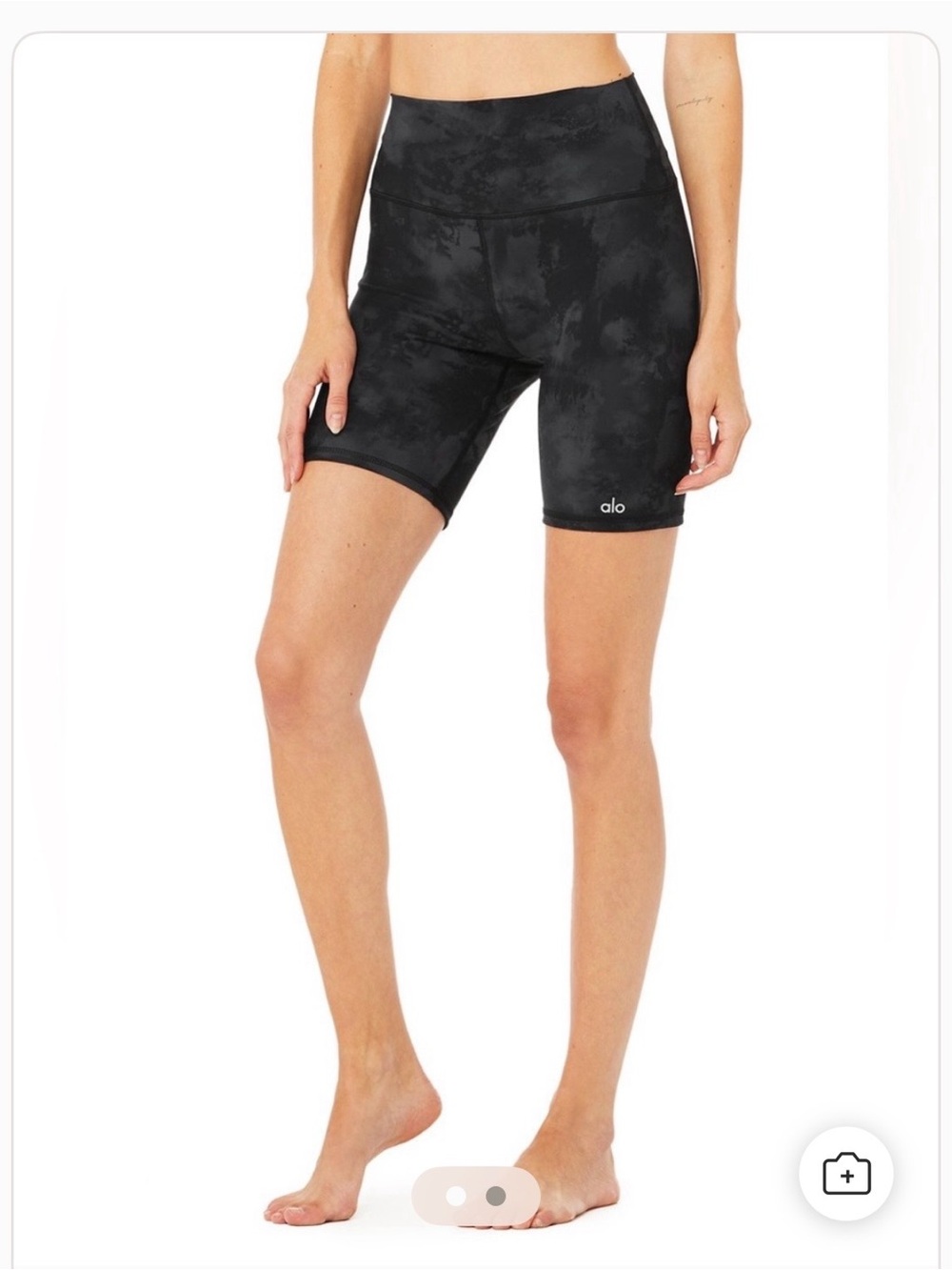 ALO Yoga Black Tie-Dye High-Rise Bike Shorts